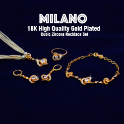 Milano 18K High Quality Gold Plated Cubic Zircons Necklace Set, MA79